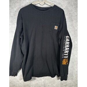 Carhartt Shirt Mens XL Black Crew Neck Long Sleeve Pocket Original Pocket Logo